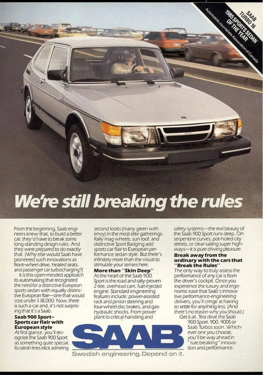 Saab 900 Sport | Vintage Saab | Breaking The Rules with Saab 900 Sport | Saab Innovation Posters