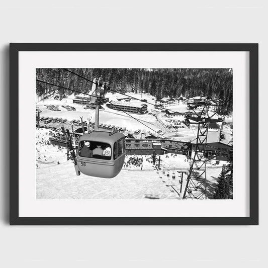 Cable Car Over Snowy Mountain Resort | Alpine Heights: Exploring Ski Resorts by Cable Car | Classic Ski Lift Posters