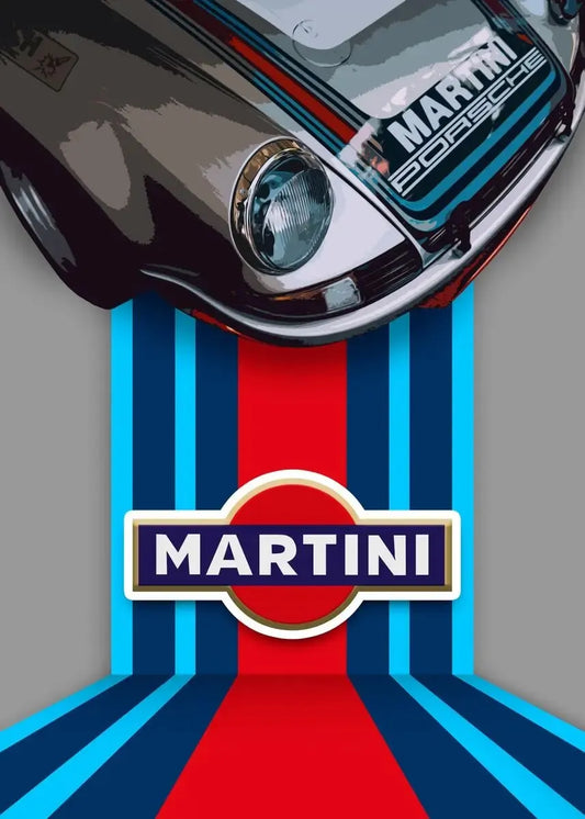 Porsche 911 Martini | Vintage Racing Poster | Martini Racing Porsche 911 Overhead View | Timeless Motorsport Elegance