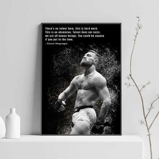 Conor McGregor | Inspirational Boxing | Professional Print | Gym Decoration | UFC | Hard Work Over Talent Quote | Jelly Arms