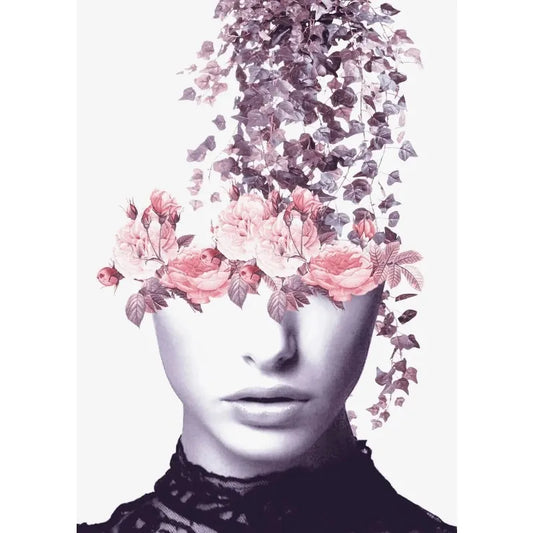 Vintage Flower Heads | Blossoms of the Mind | Floral Woman | Monochrome Grace: A Dance of Shadows and Roses