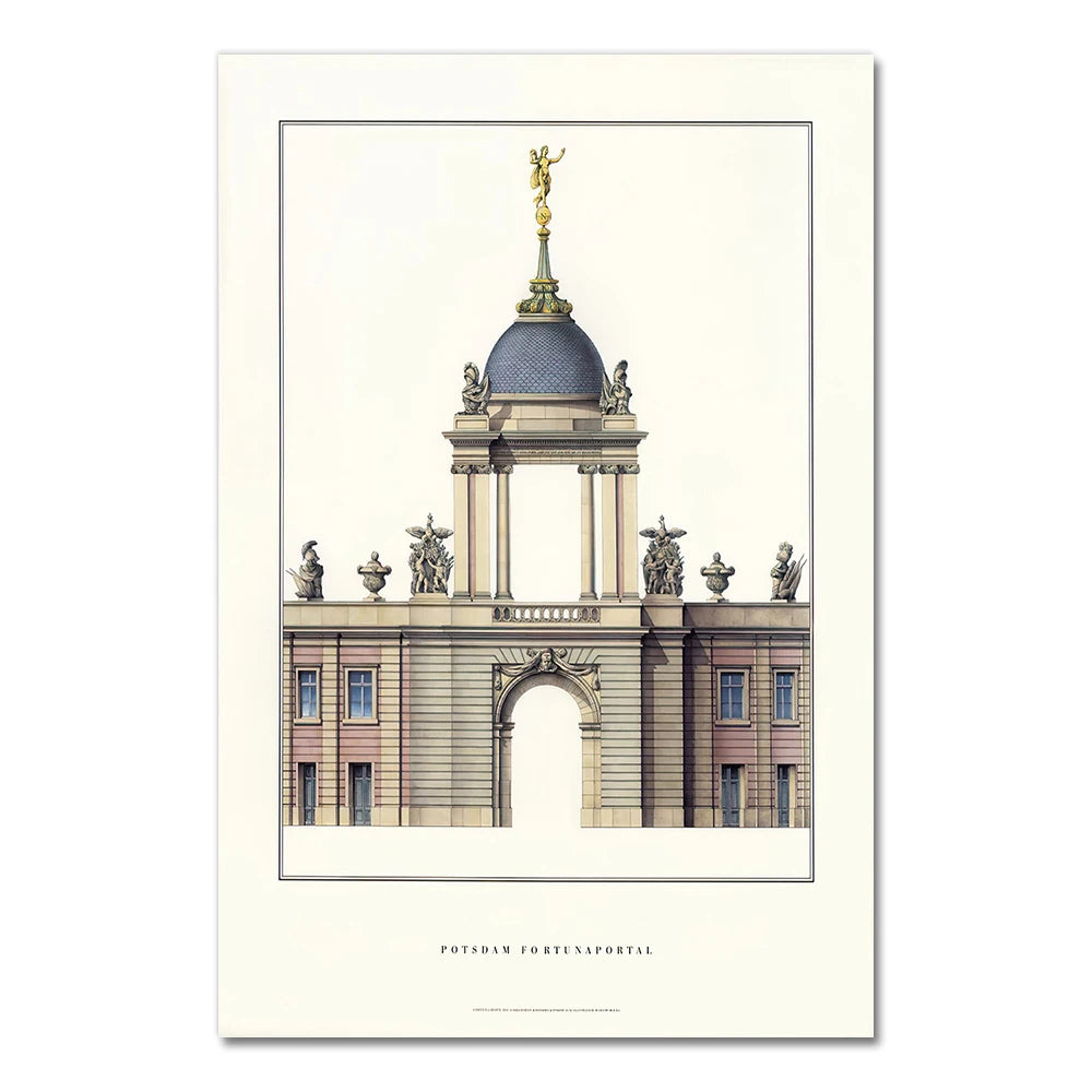 Fortuna Portal | Potsdam | Germany | Rococo Architecture in Germany | Potsdam's Architectural Wonders | Cultural Heritage Posters