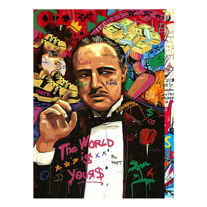 Der Pate-Graffiti-Leinwand | Filmstar-Kunst | Pop-Art-Wanddekoration | Poster für Wohnzimmer | Leinwandgemälde