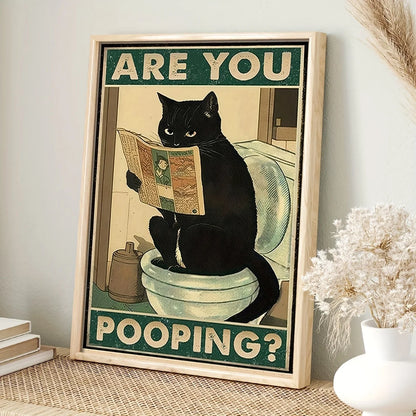Funny Black Cat Reading Newspaper | Retro Art Poster | Animal Decor for Living Room | Quote Wall Art
