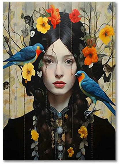 Citrus Vision Poster | Flower Hat Design | Mind Blossoms Illustration | Floral Female Portrait | Nature-Inspired Art Decor