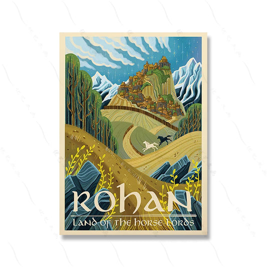 Rohan, Land of the Horse Lords: Sweeping Landscapes and Horsemen Poster – Perfect for Enthusiasts of Equestrian Majesty and Heroic Sagas