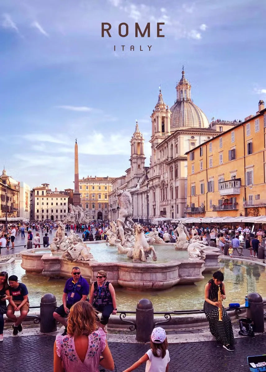 Piazza Navona | Rome | Italy | Enjoy Baroque Roman Squares | Social Hub with Stunning Fountains | Lively Rome Posters