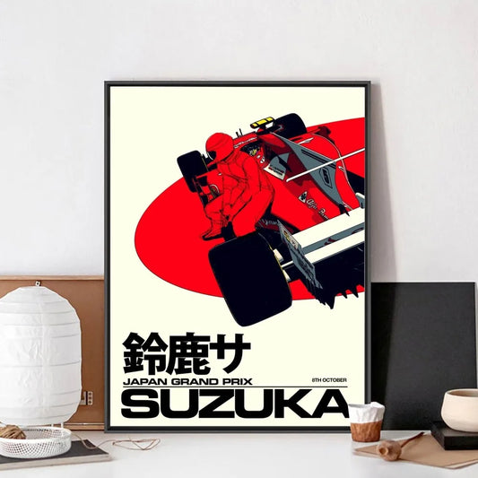 Vintage 80S Car F1 Racing No Framed Poster Kraft Club Bar Paper Vintage Poster Wall Art Painting Bedroom Study Stickers