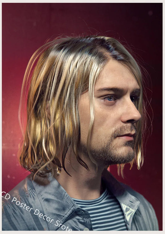 Kurt Cobain Poster | Rock and Roll Music Art | Custom Wall Decor | Aesthetic DIY Home Bar Cafe | Painting Sticker