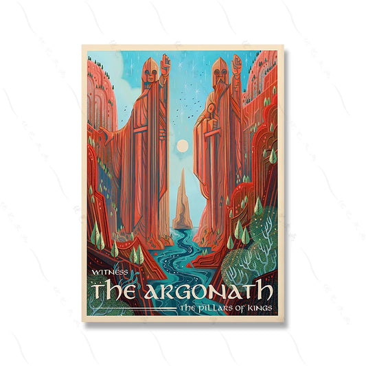 Argonath Poster | Witness the Argonath on the River Anduin: Majestic Pillars of Kings Poster – An Iconic Piece for Fans of Royal Heritage and Ancient Monuments