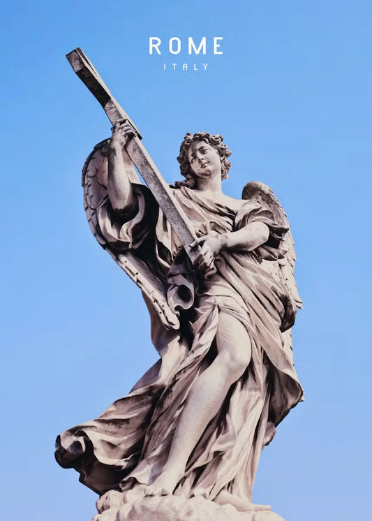 Angel with the Cross | Rome | Italy | Admire Baroque Artistry | Spiritual Guardians of Rome | Inspiring Rome Posters