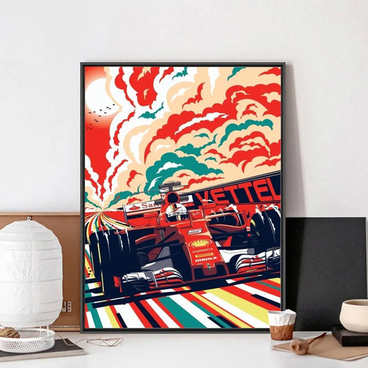 Vintage 80S Car F1 Racing No Framed Poster Kraft Club Bar Paper Vintage Poster Wall Art Painting Bedroom Study Stickers