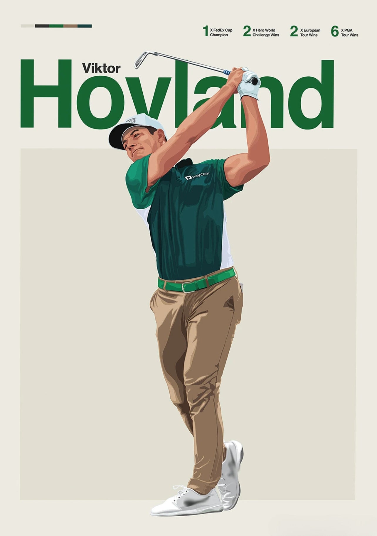 Viktor Hovland | Hommage aux légendes du golf | Œuvres d'art dynamiques célébrant les joueurs emblématiques, leur talent, leur passion et leur héritage sur le green