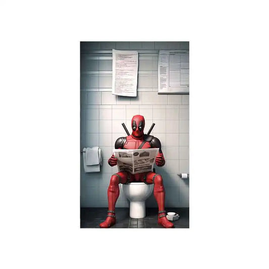 Marvel Comic Art | Funny Superhero Poster | Bathroom Decor | Spiderman Reading Newspaper | Cartoon Wall Art