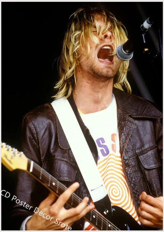 Kurt Cobain Poster | Aesthetic Rock & Roll Music Art | DIY Decor for Home, Room, Bar, Cafe | Wall Painting Sticker