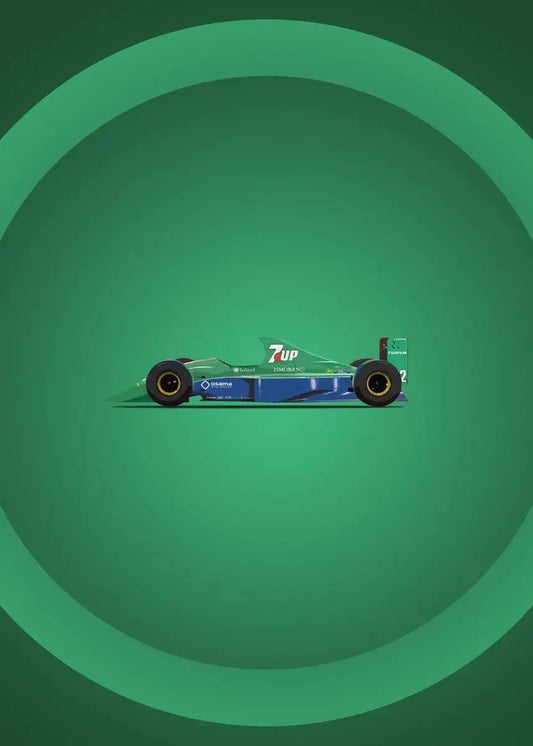 Jordan 191 F1 | Vintage Racing Poster | Jordan's First Formula One Car in 7UP Livery | Iconic F1 Moments