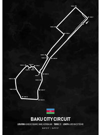 Baku City Circuit Formel 1 Poster | Aserbaidschan | Baku | Spannende Grand-Prix-Strecke von Aserbaidschan | Einzigartige F1-Poster zum Straßenkurs