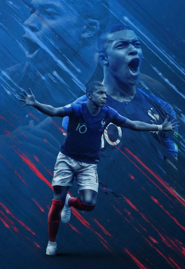 Kylian Mbappe #4 | Célébration | Affiche sportive | La vitesse, l'habileté et l'esprit d'une légende du football