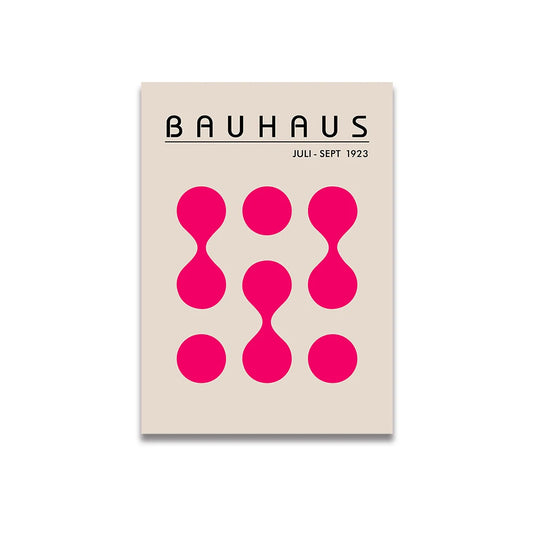 Bauhaus Pink | Vintage Cartoon Pink Poster | Canvas Art Print | Wall Decor for Living Room | Home Decor Artwork