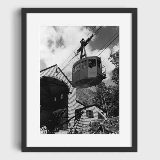 Aerial Cable Car Above a Ski Resort | Sky-High Adventures: Cable Cars Over Ski Resorts | Iconic Ski Transportation Posters