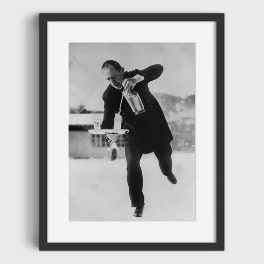 Elegant Ice Skater with Beverages | Glacial Grace: Experience the Charm of Winter Sports | Retro Winter Sports Posters