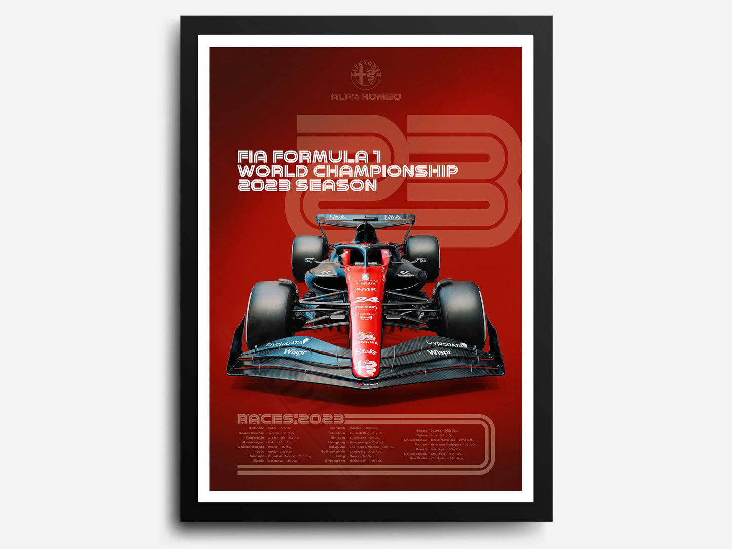 Alfa Romeo | Valtteri Bottas | Zhou Guanyu | Bold 2023 F1 World Championship Poster