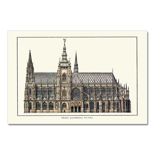 St. Vitus Cathedral | Prague | Czech Republic | Gothic Architectural Splendor | Central European Cathedrals | Architectural Heritage Posters