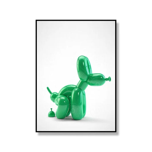 Pop Art Balloon Dog Poster | Funny Abstract Wall Art | Modern Bathroom Decor | Canvas Mural | Home Accessories