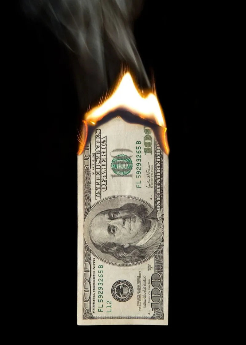 Burning Money Poster – Hundred Dollar Bill on Fire Art | Home Decor | Decoration Poster