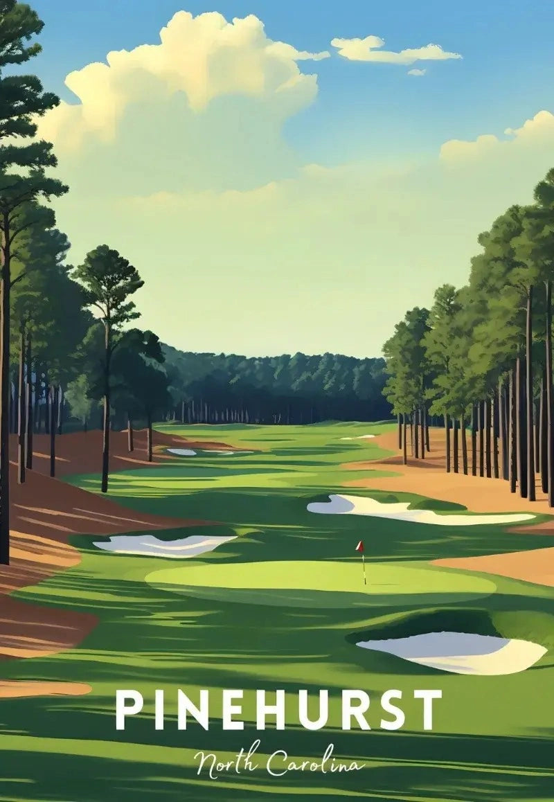 A Tribute To The World's Greatest Golf Courses | Golf Poster | North Carolina | Pinehurst