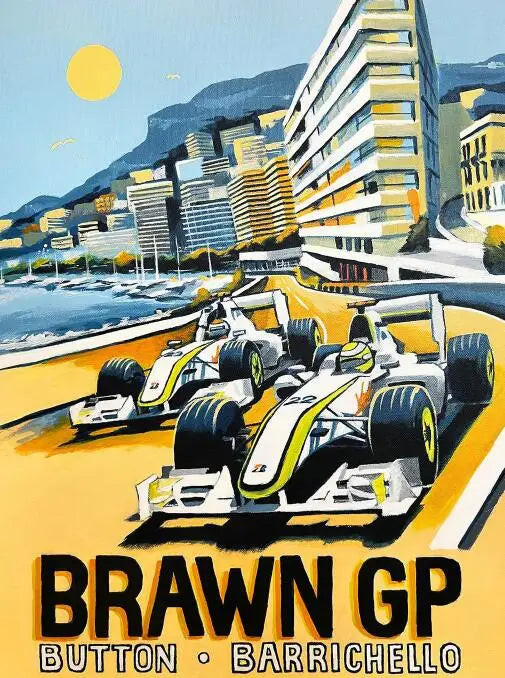 Großer Preis von Monaco | Button & Barrichello Racing | Brawn GP Team | Formel-1-Glamour | Exklusives Wandposter