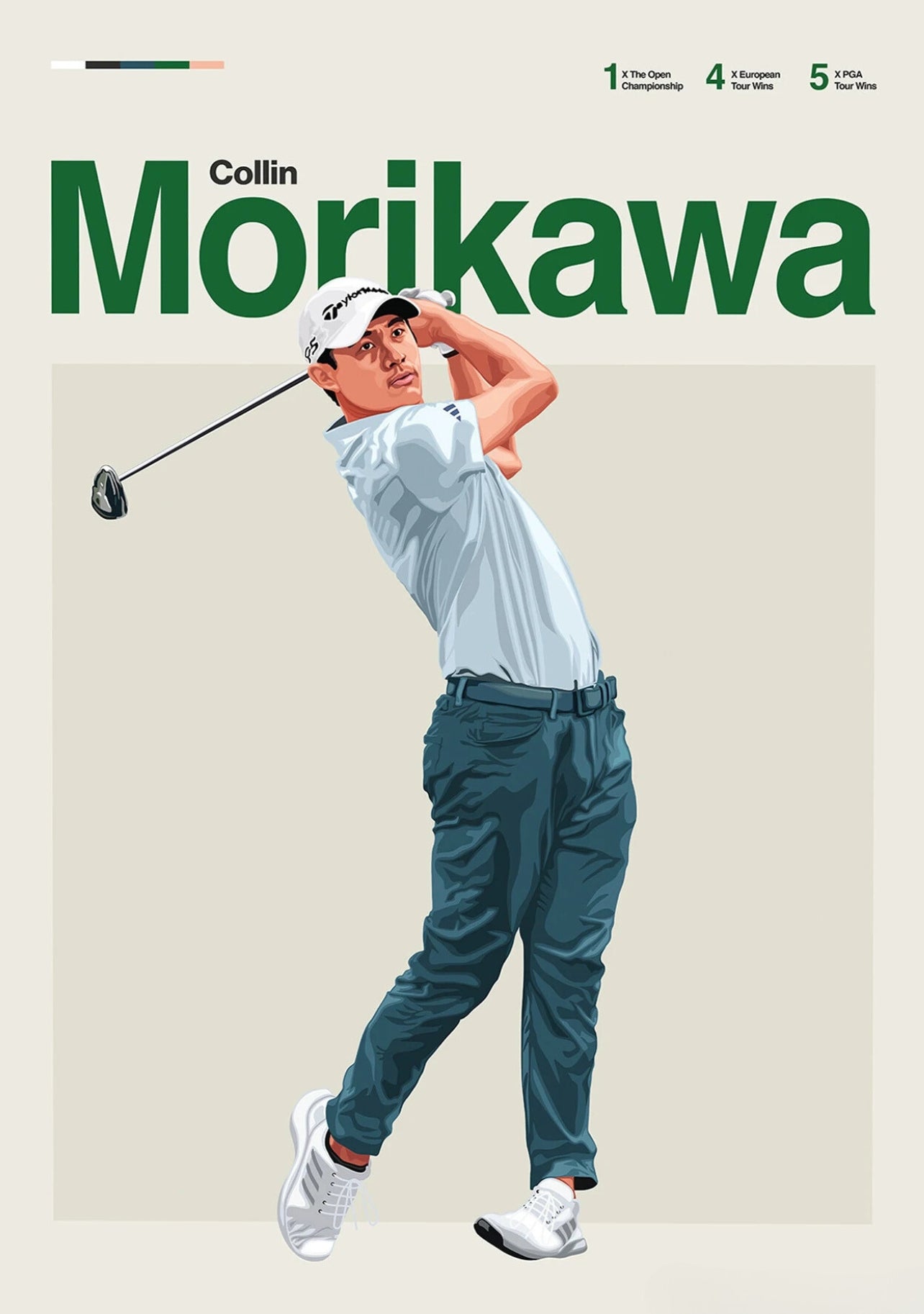 Collin Morikawa | Honoring Golf Legends | Dynamic Artwork Celebrating Iconic Players, Their Skill, Passion, and Legacy on the Green