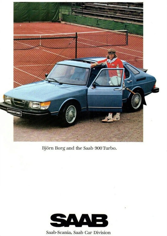 Saab 900 Turbo | Vintage Saab | Björn Borg with the Legendary Saab 900 Turbo | Classic Saab Sports Posters