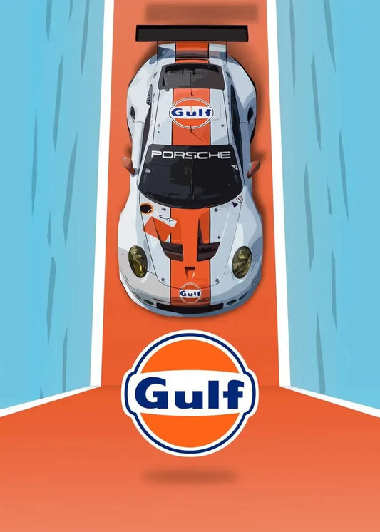 Porsche 917 | Vintage Racing Poster | Porsche 917 in Iconic Gulf Colors | Classic Endurance Racing Posters