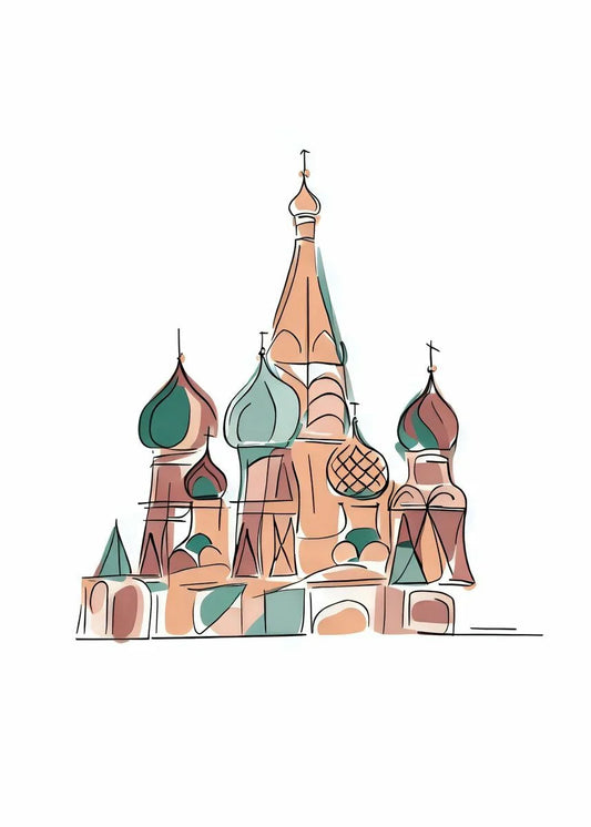 Saint Basil's Cathedral Moscow Poster | Colorful Architectural Art | Russian Landmark Illustration | Vibrant Wall Decoration