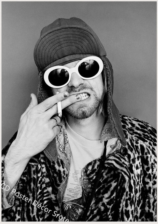 Kurt Cobain Poster | DIY Aesthetic Decor for Home Room Bar Cafe | Rock and Roll Music Art Wall Sticker