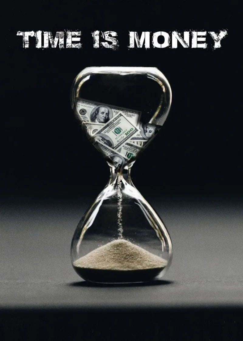 Time Is Money Hourglass Poster for Modern Motivational Interiors | Home Decor | Decoration Poster