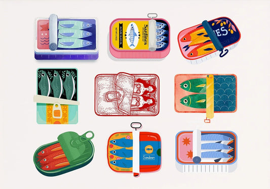 Sardines Collage | Artistic Culinary Poster Series