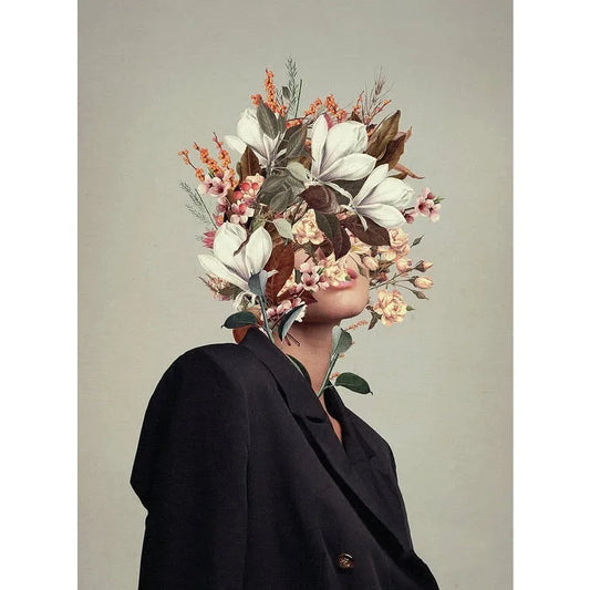 Vintage Flower Heads | Blossoms of the Mind | Floral Woman | Veiled Beauty: Spring Blossoms in Monochrome