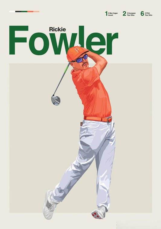 Rickie Fowler | Honoring Golf Legends | Dynamic Artwork Celebrating Iconic Players, Their Skill, Passion, and Legacy on the Green