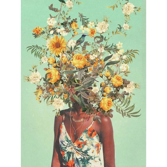 Vintage Flower Heads | Blossoms of the Mind | Floral Woman | Summer Radiance: A Bouquet of Sunlit Blooms