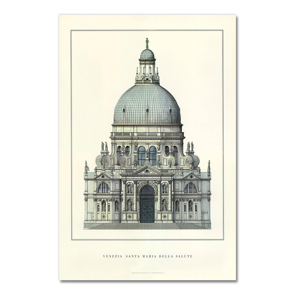 Santa Maria della Salute | Venice | Italy | Baroque Church Architecture | Venetian Architectural Heritage | European Art Posters