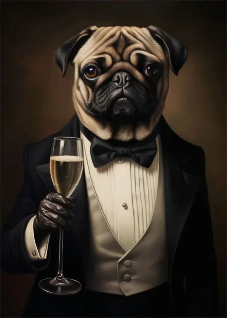 Gentleman's Gala | Pug - Classic charm in black tie, the pug hosts a stylish affair.