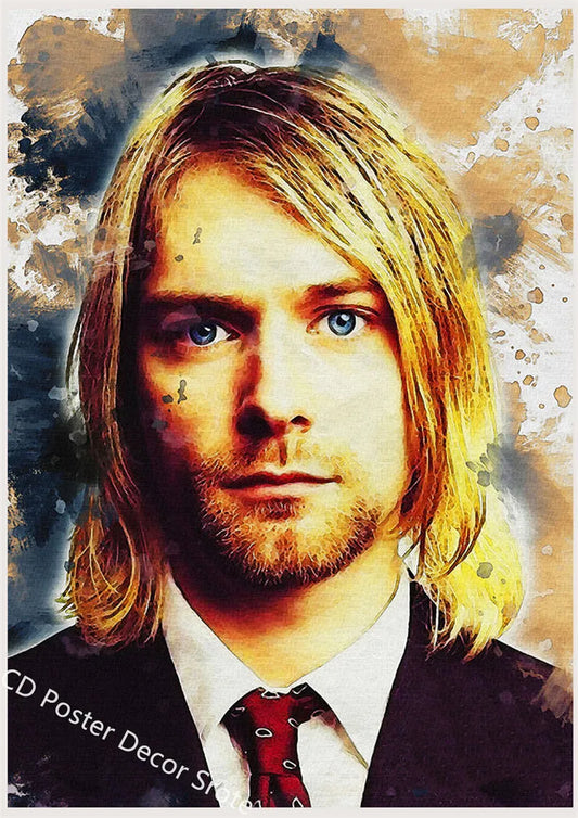 Kurt Cobain Poster | Rock Music Art Wall Decor | Aesthetic Home Room Bar | DIY Cafe Sticker Painting
