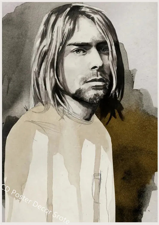Kurt Cobain Poster | Music Art Wall Decor | Rock and Roll Aesthetic | Home Bar Cafe Decor | DIY Painting Sticker