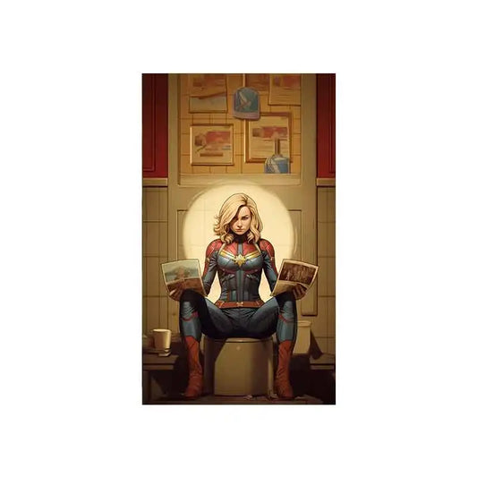 Marvel Superhero Poster | Spiderman Comic Canvas | Funny Toilet Newspaper Art | Cartoon Bathroom Decor | Pop Wall Artwork