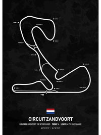 Rennstrecke Zandvoort Formel 1 Poster | Niederlande | Zandvoort | Malerische Grand-Prix-Strecke von Zandvoort | Niederländische F1-Rennplakate