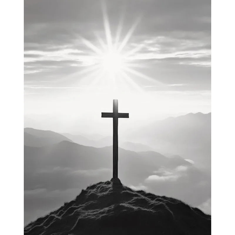 The Cross, Our Salvation | John 3:16 | Featuring a cross illuminated by the sunrise, symbolizing redemption and eternal life. | Christian | Catholic | Orthodox | Jesus Christ