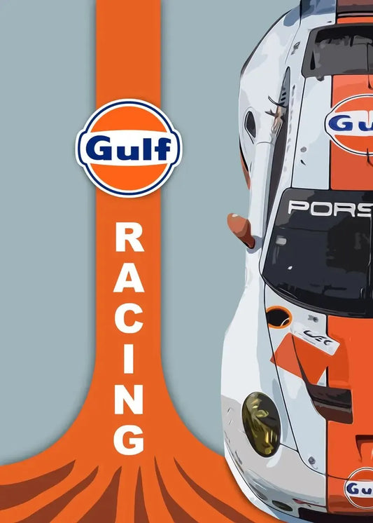 Porsche 911 GT1 | Vintage Racing Poster | Gulf Racing's Porsche 911 GT1 | Memorable Racing Scenes Poster