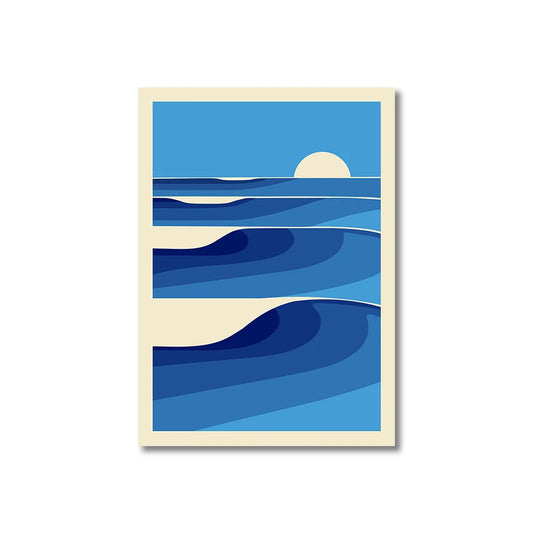 Waves | Vintage Pink Cartoon Art | Simplicity Canvas Poster | Wall Decor | Home Living Room | Bedroom Decor